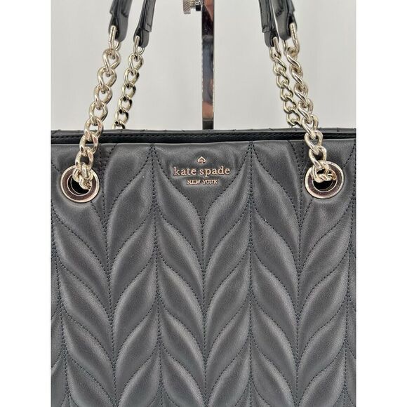 Kate Spade Briar Lane Quilted Meena Satchel Tote Handbag Black - Picture 2 of 13